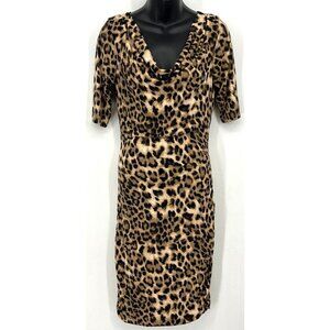 INC International Concepts Dress Sheath Animal Brown Black Women Stretch B28